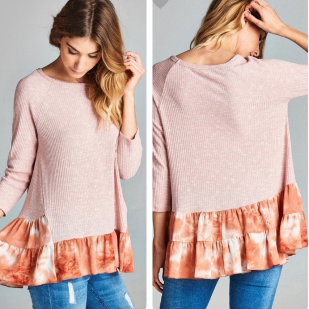 Ribbed tie dye tunic top